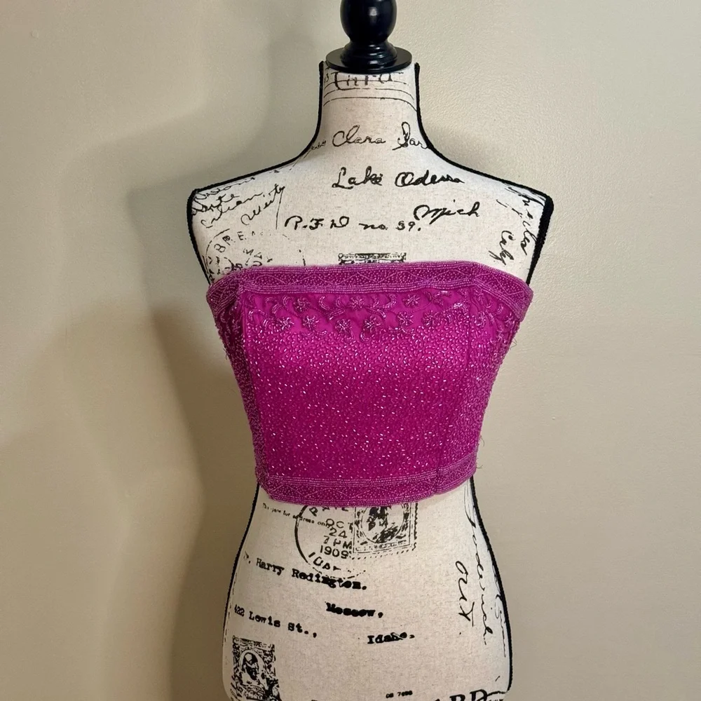 Pink Beaded Bustier Top by Emma Black - Picture 12 of 12